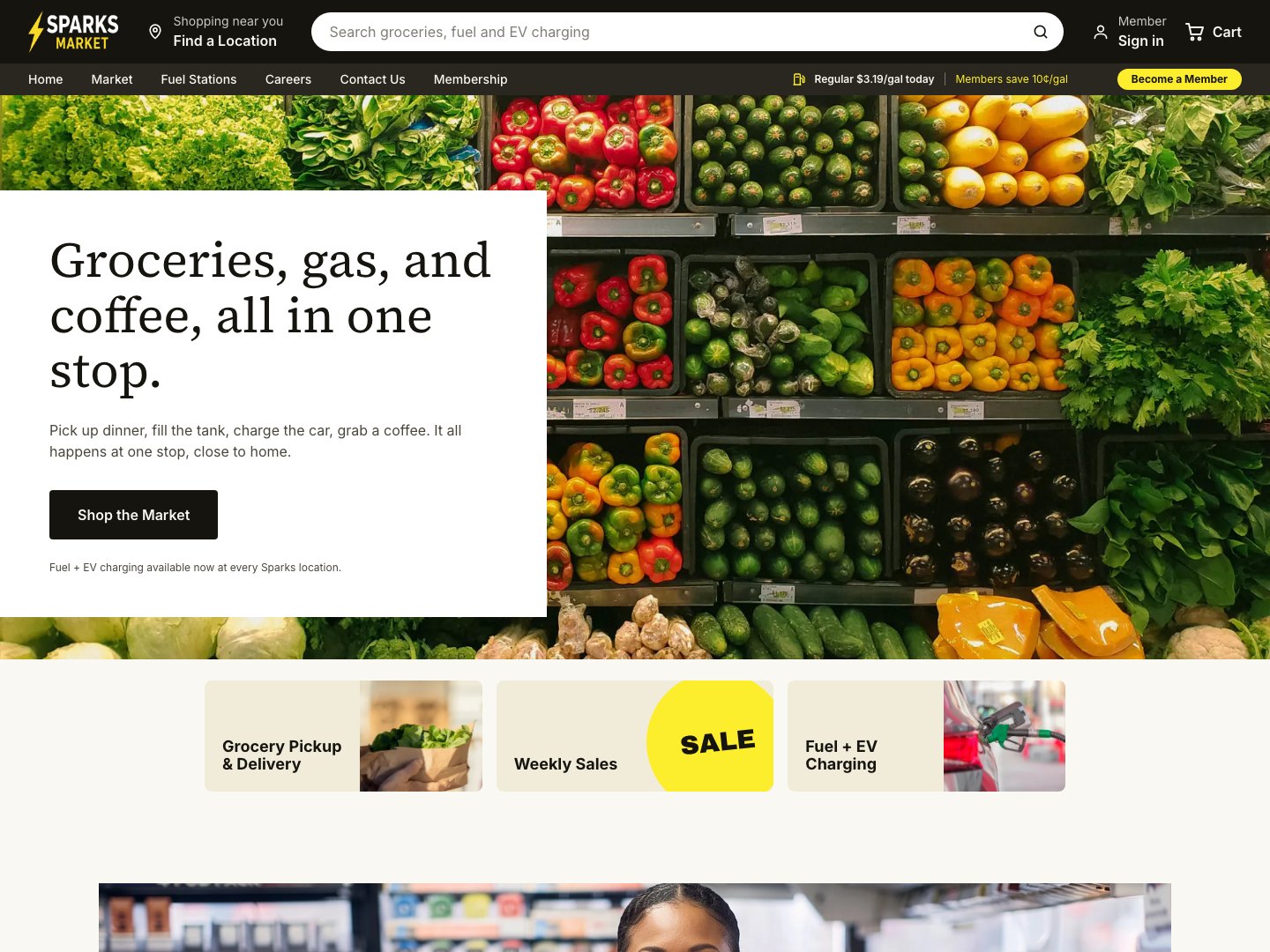 Sparks Market homepage