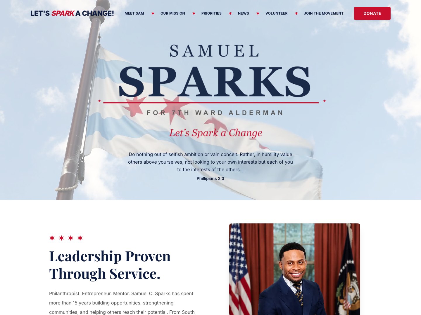 Sparks for Chicago homepage